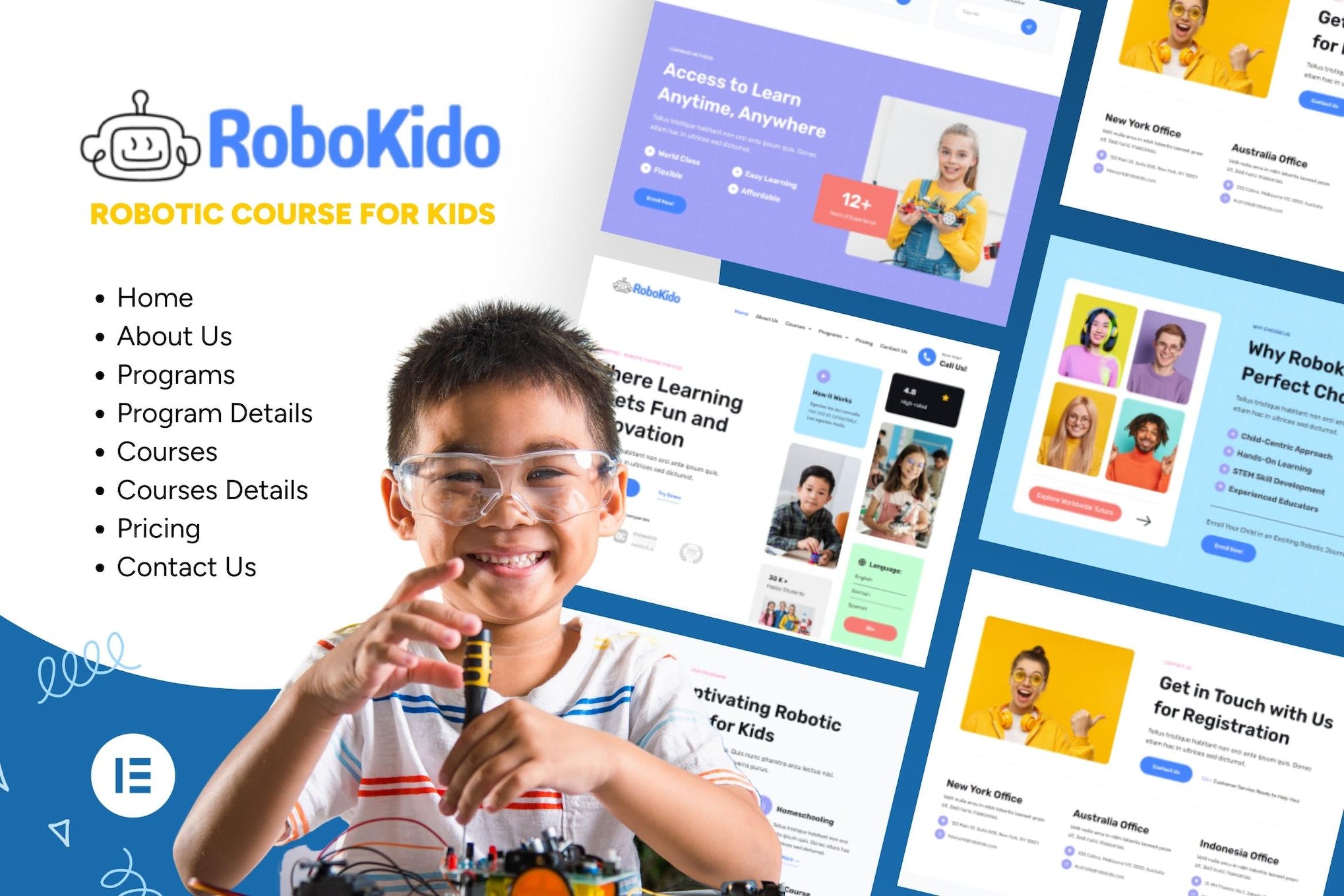 Robokido – Online Learning Courses for Kids Elementor Template Kit