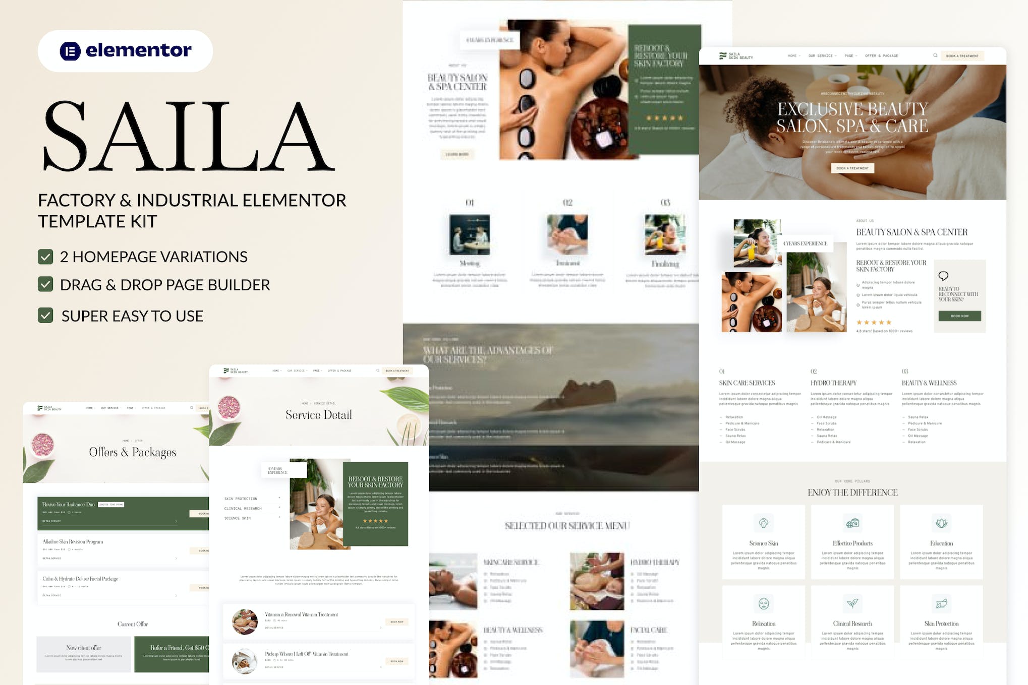 Saila – Spa & Massage Salon Beauty Elementor Template Kit