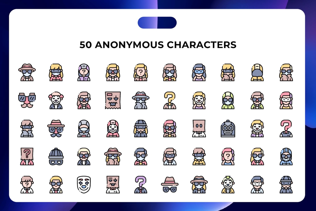 50 Anonymous Characters Icons