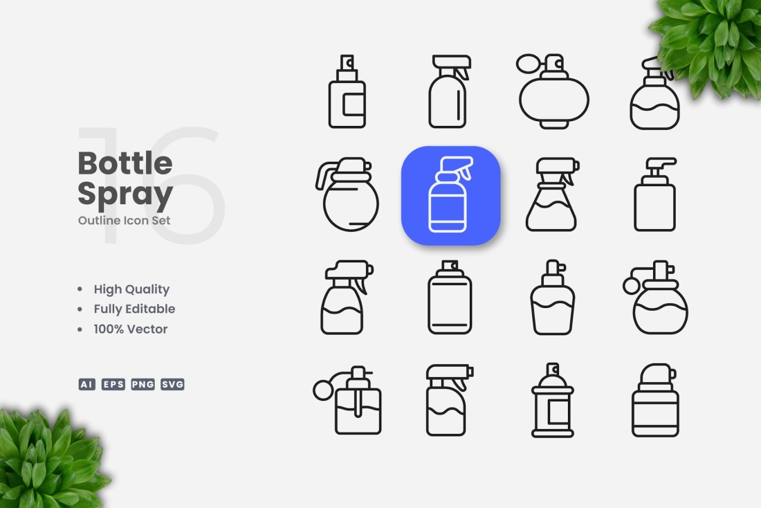 Bottle Spray Outline Icons