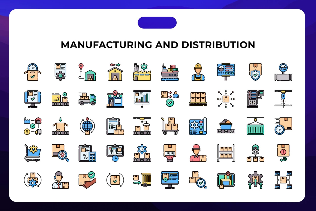 Manufacturing and Distribution Icons