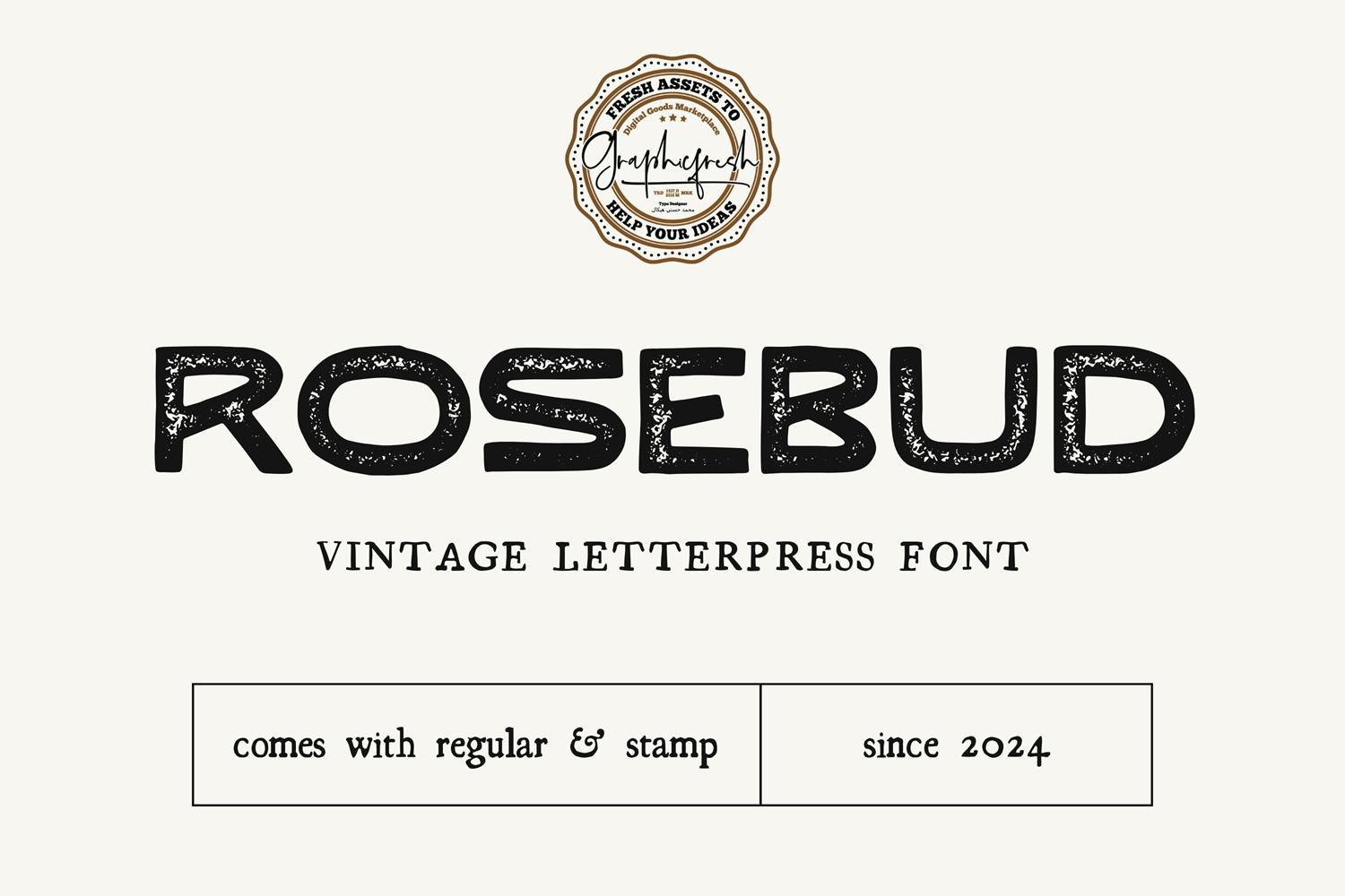 Rosebud – Vintage Letterpress Font