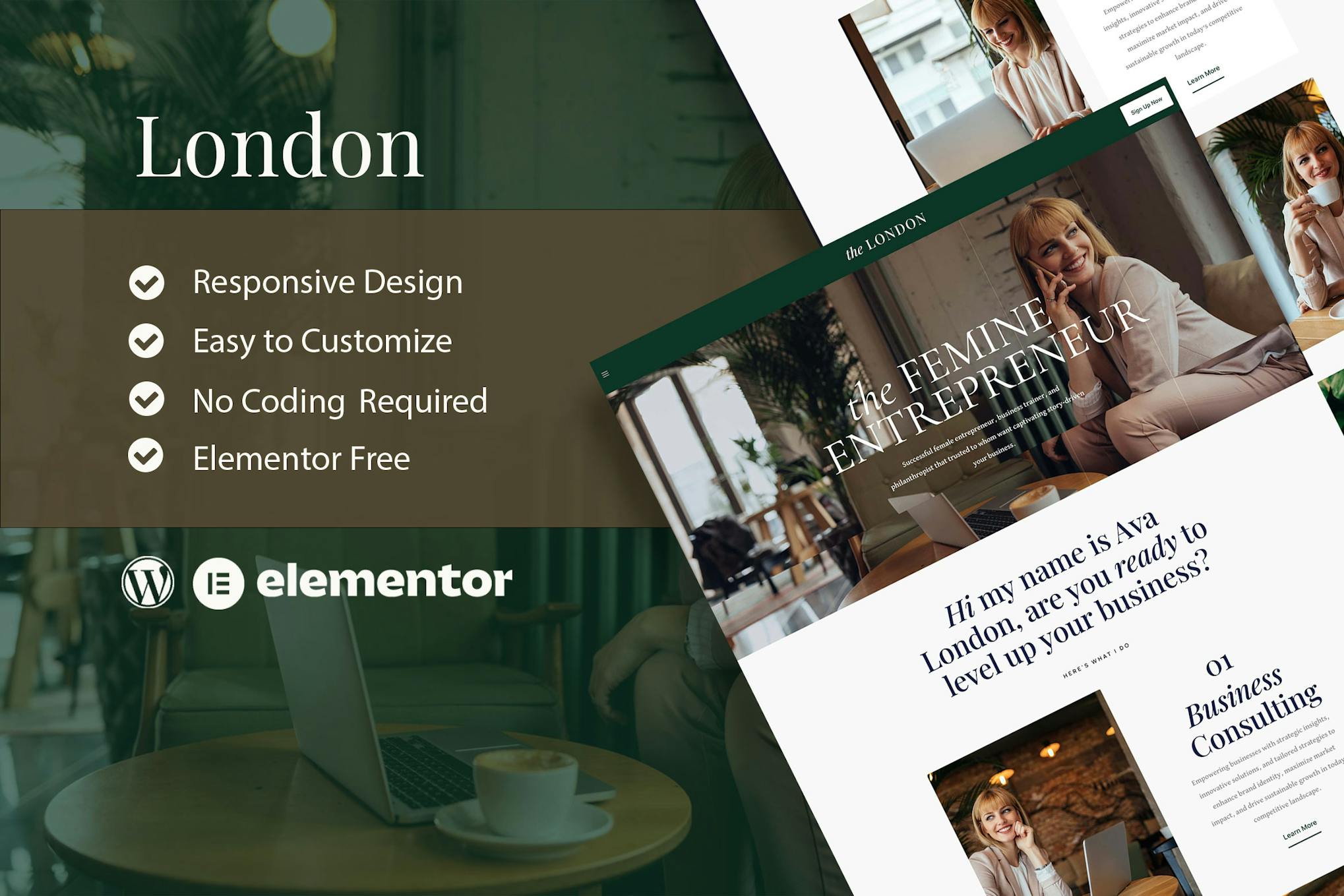 London – Feminine Business Coach Elementor Template Kit