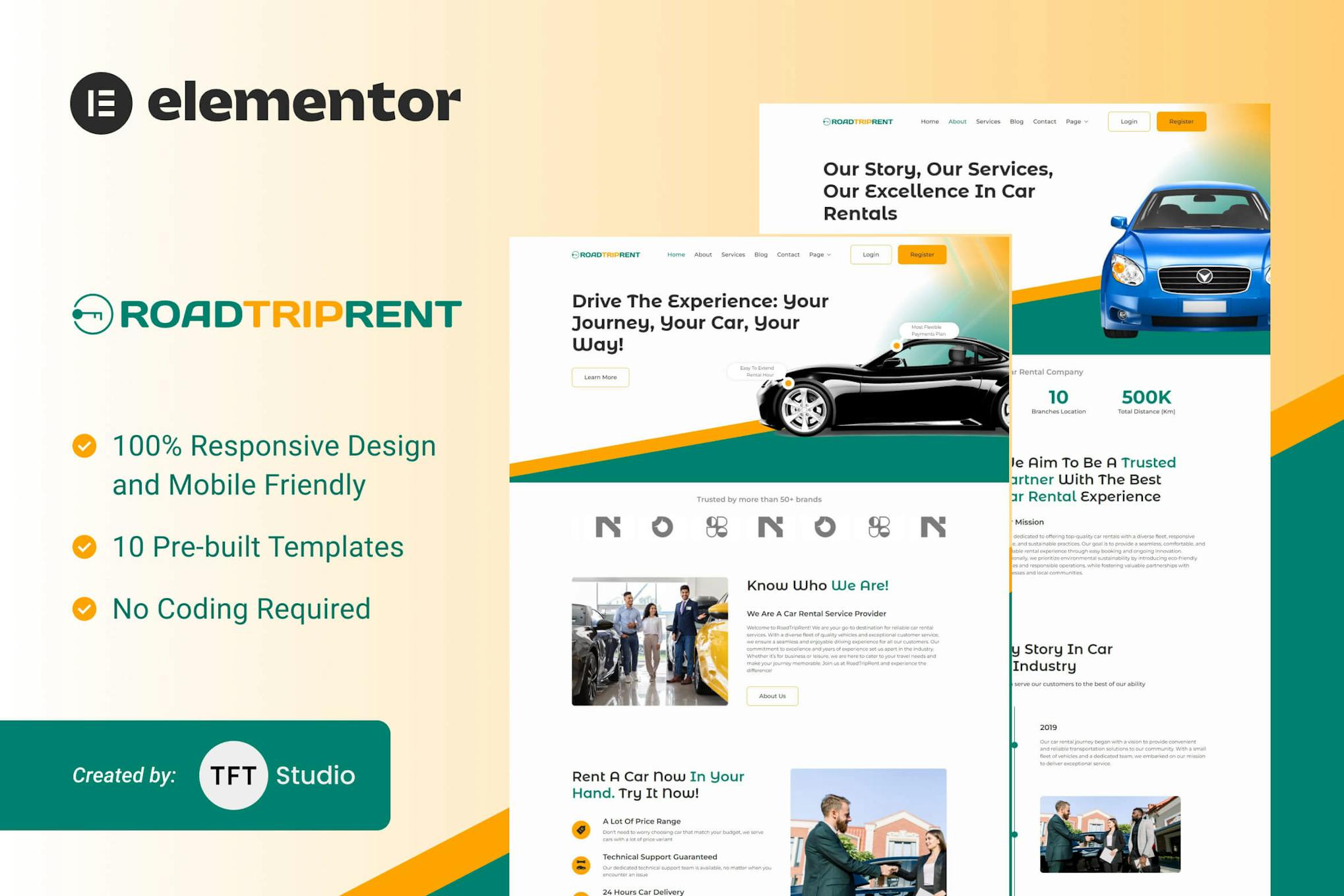 RoadTripRent – Premium Car Rental Elementor Template Kit