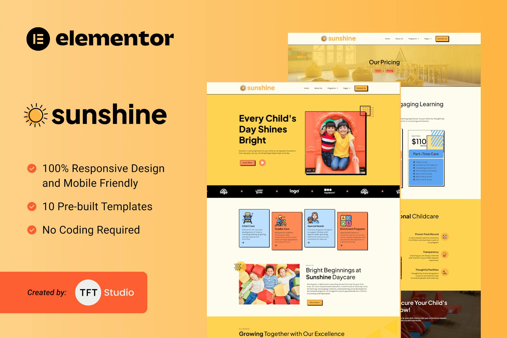 Sunshine – Cheerful Daycare Elementor Template Kit