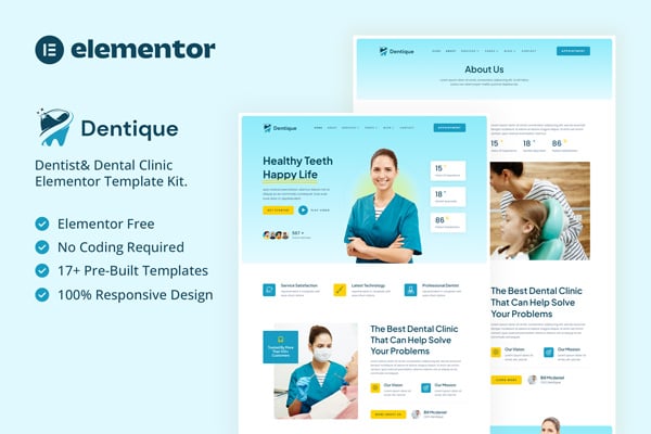 Dentique – Dentist & Dental Clinic Elementor Template Kit