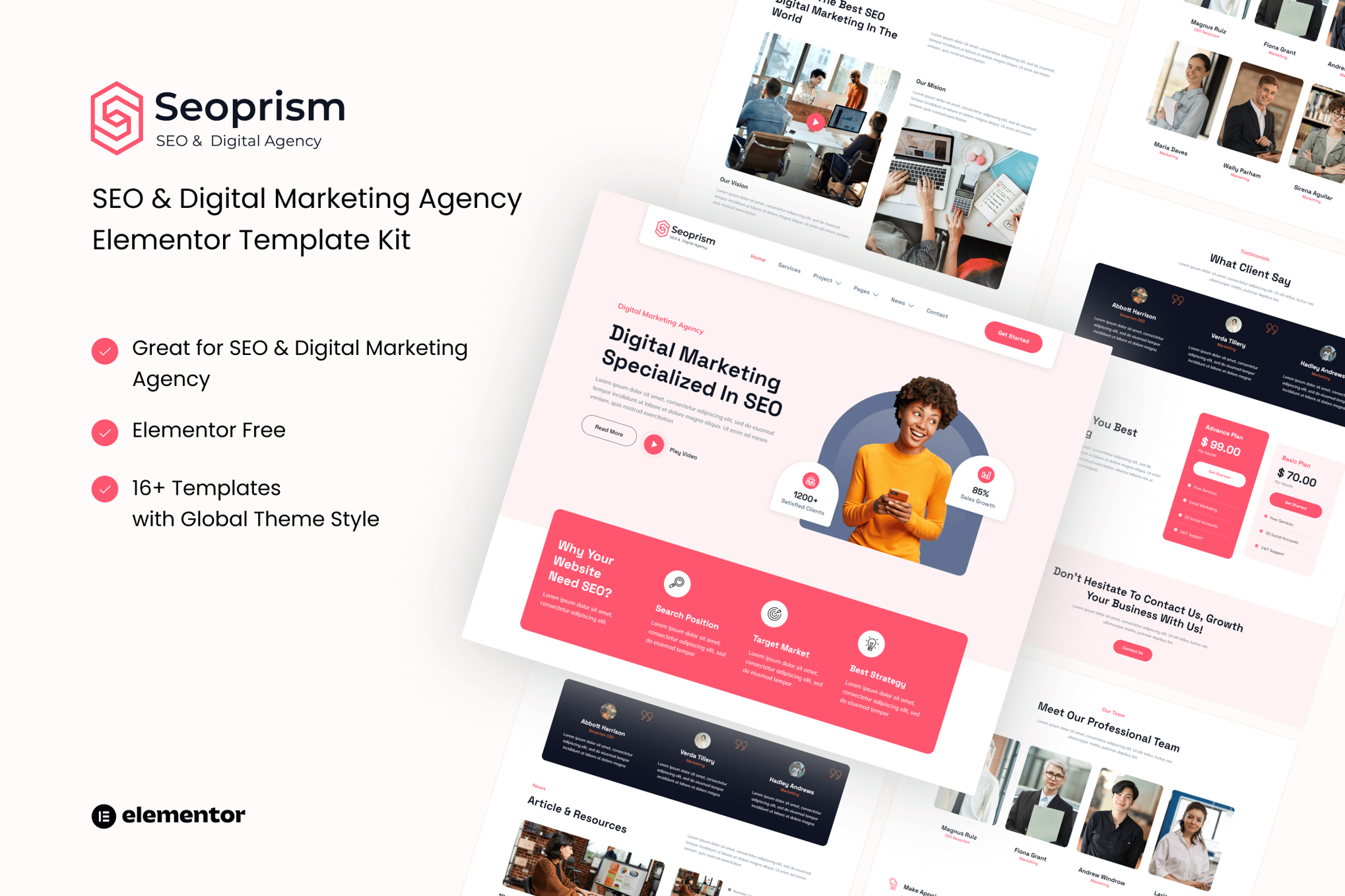 Seoprism – SEO & Digital Agency Elementor Template Kit