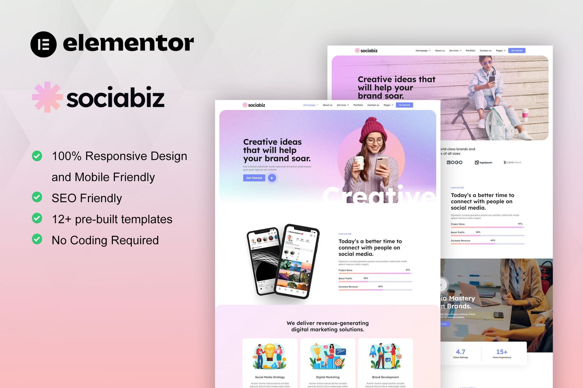 SociaBiz – Digital Marketing Agency Elementor Pro Template Kit