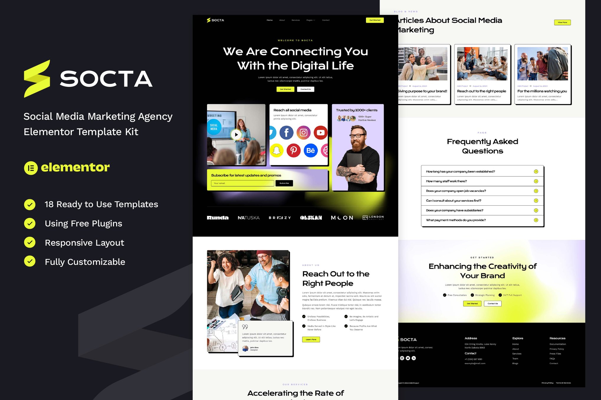 Socta – Social Media Marketing Agency Elementor Template Kit