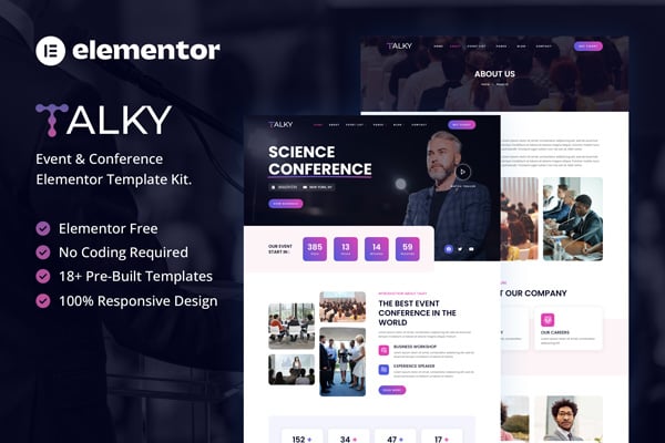 Talky – Event & Conference Elementor Template Kit