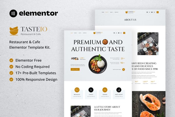 Tasteio – Restaurant & Cafe Elementor Template Kit