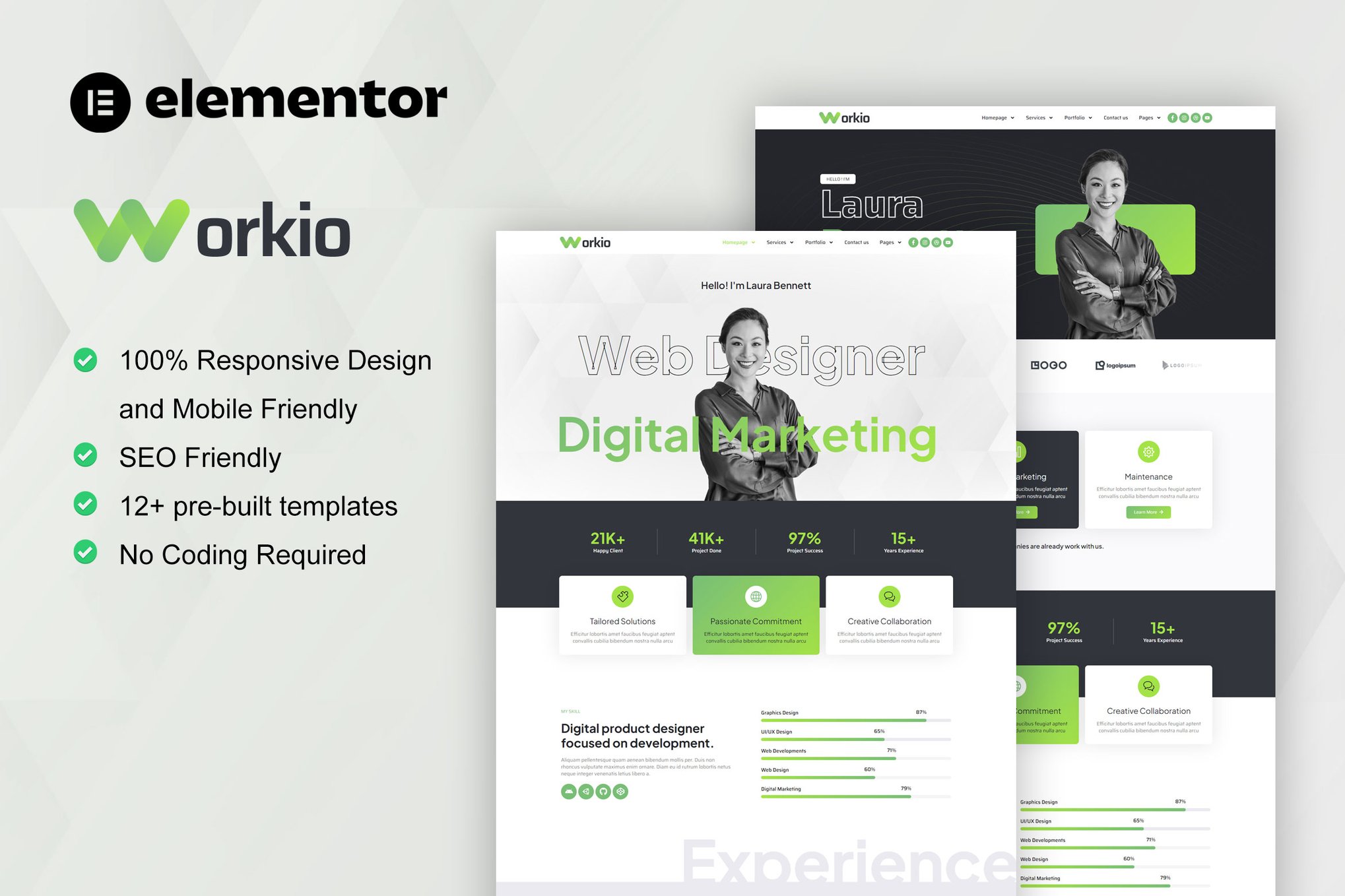 Workio – Digital Service & Creative Portfolio Elementor Template Kit