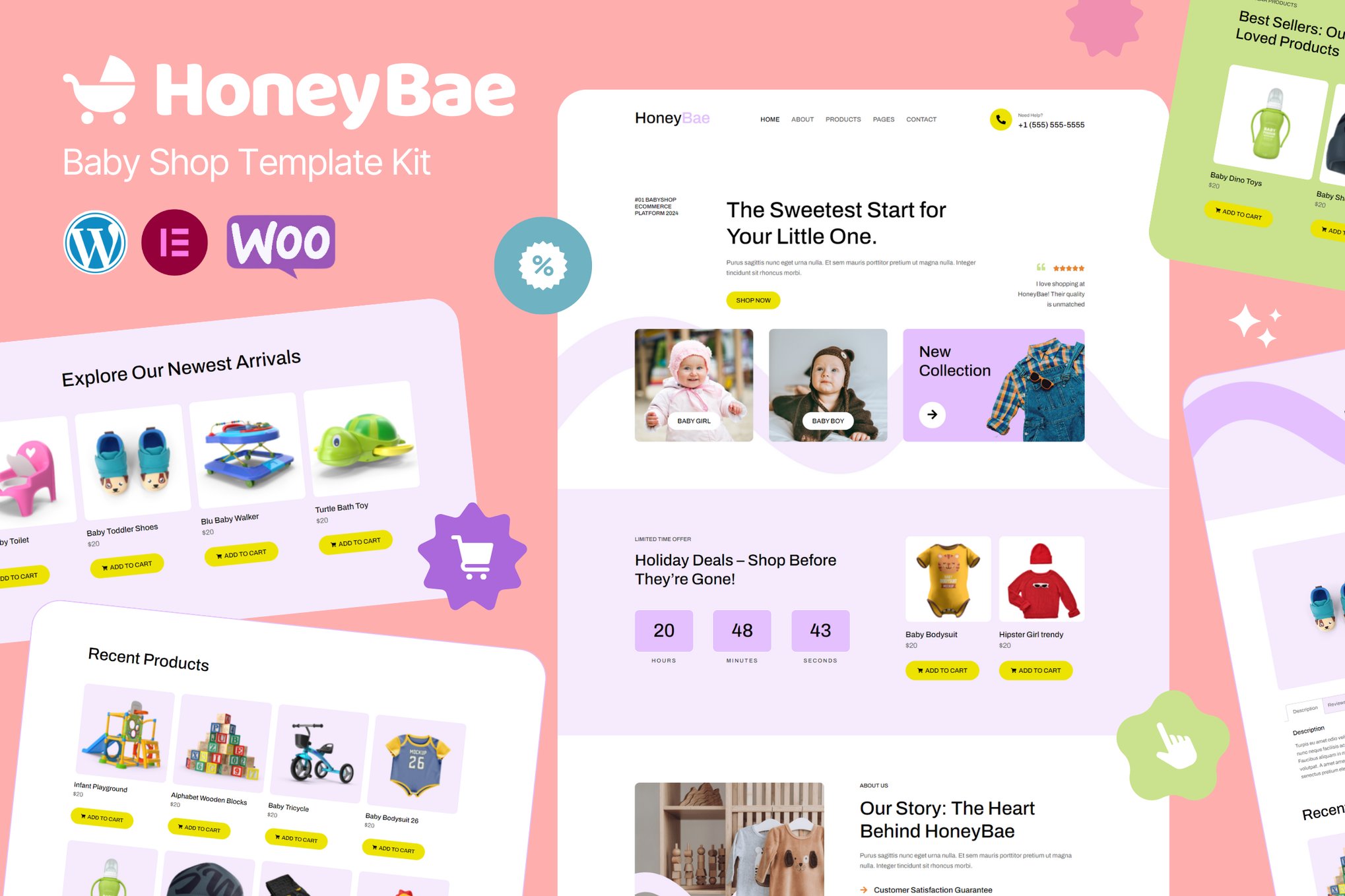 HoneyBae – Baby Shop Ecommerce Elementor Pro Template Kit