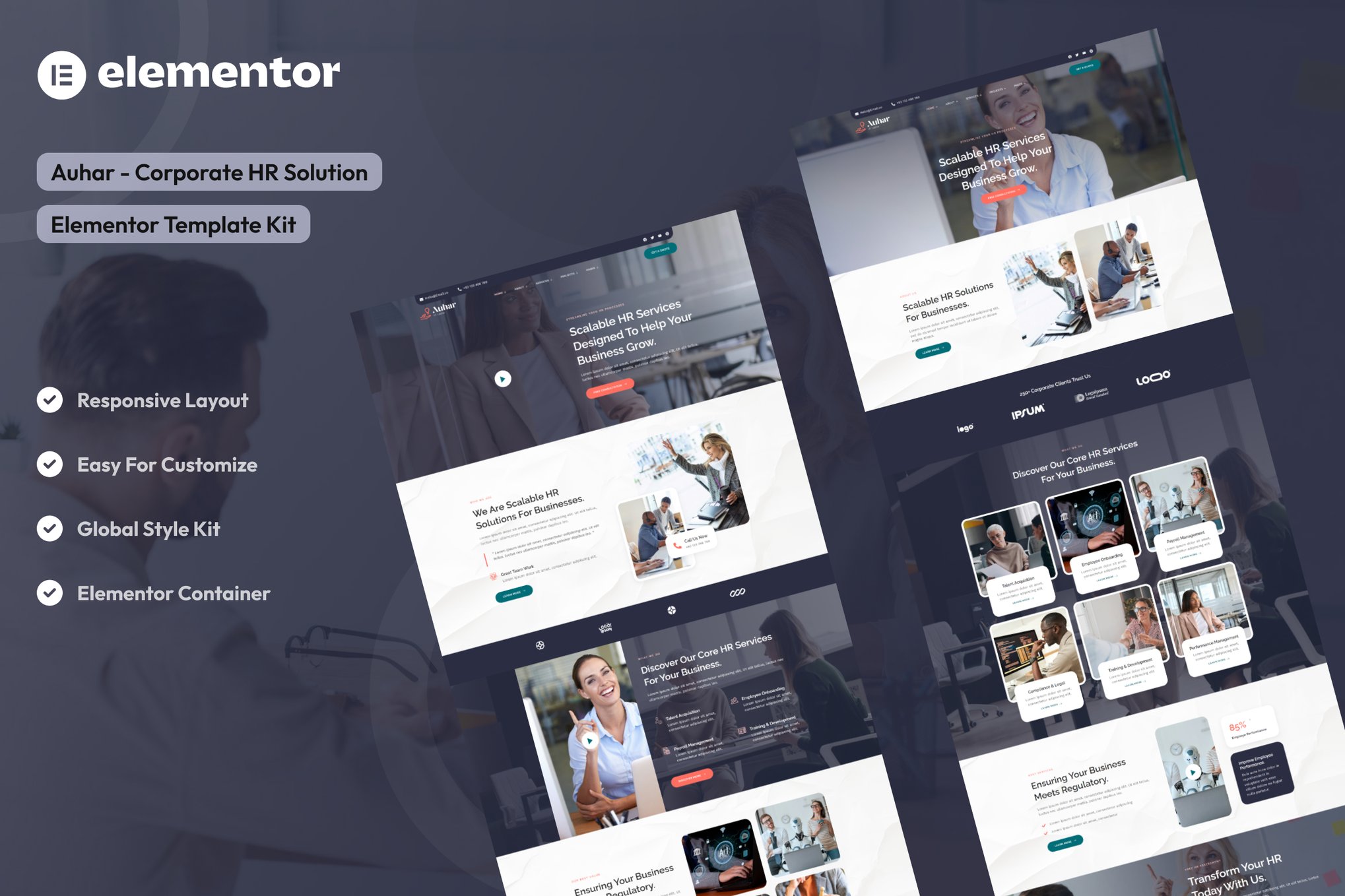 Auhar – Corporate HR Solutions Elementor Template Kit