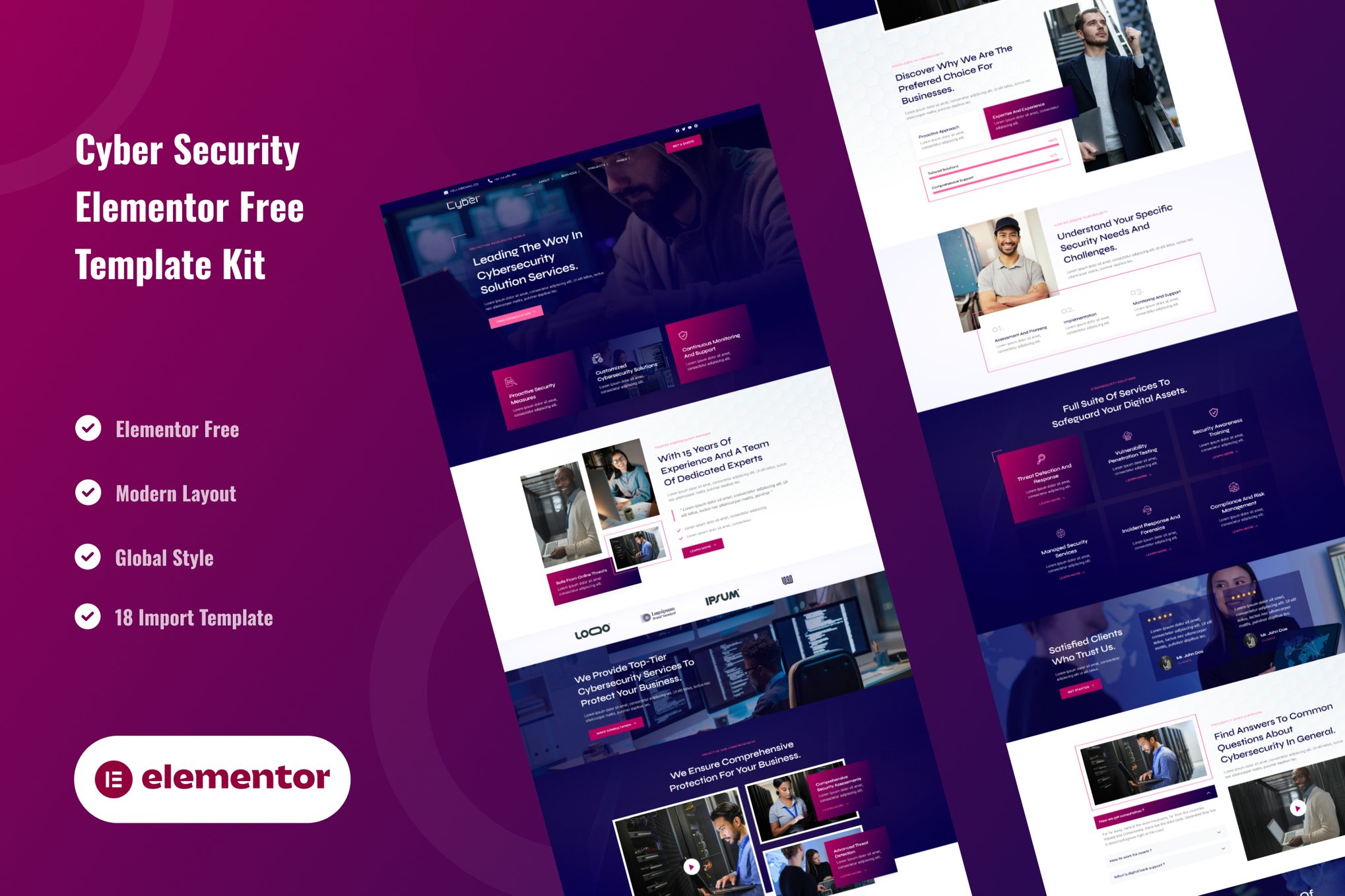 CyberGuard – Cybersecurity Services Elementor Template Kit