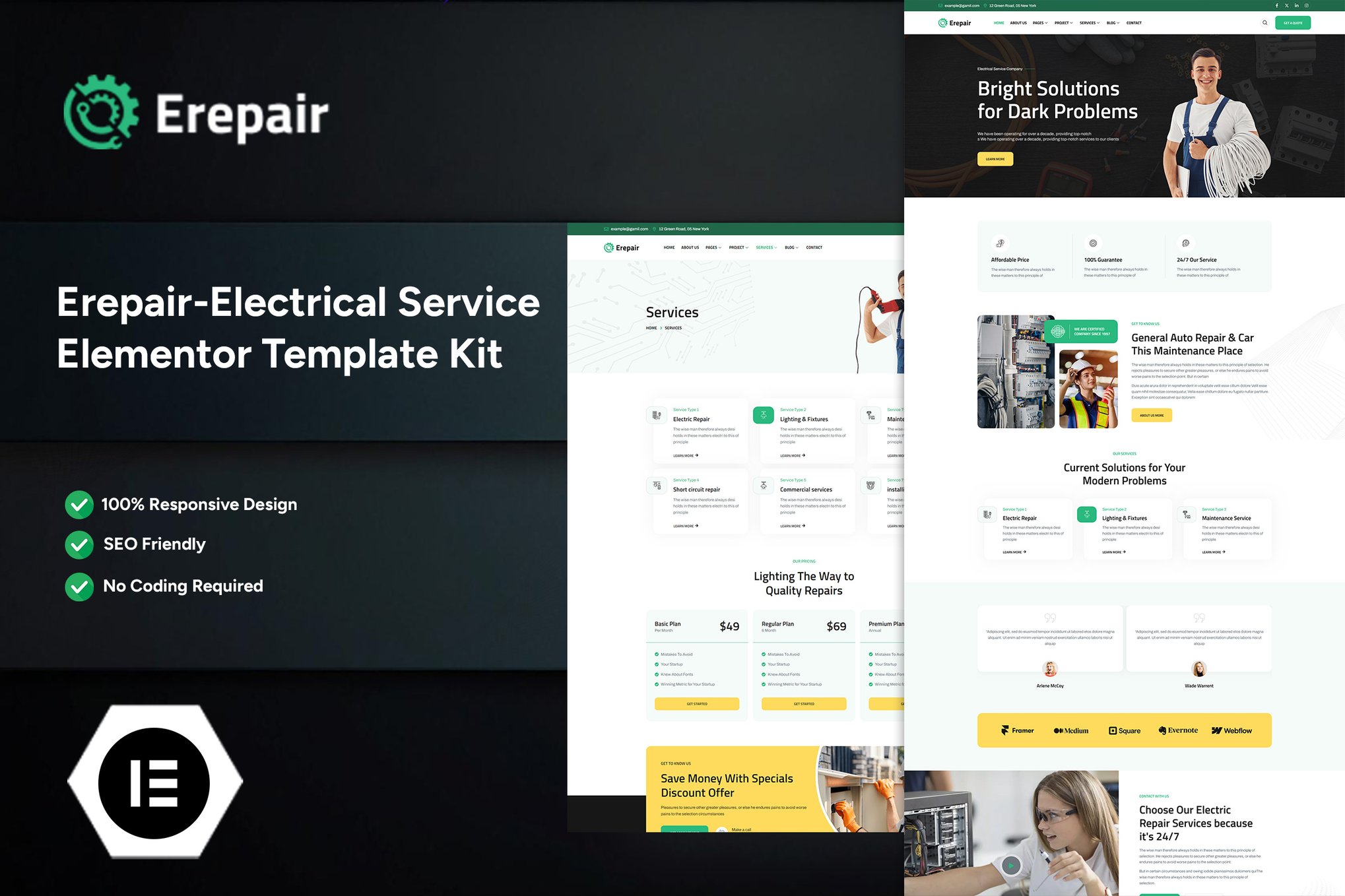 Erepair – Electrical Service ElementorTemplateKit