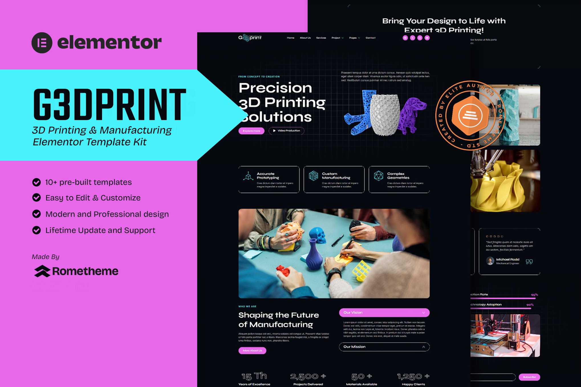 G3DPrint – 3D Printing & Manufacturing Elementor Template Kit