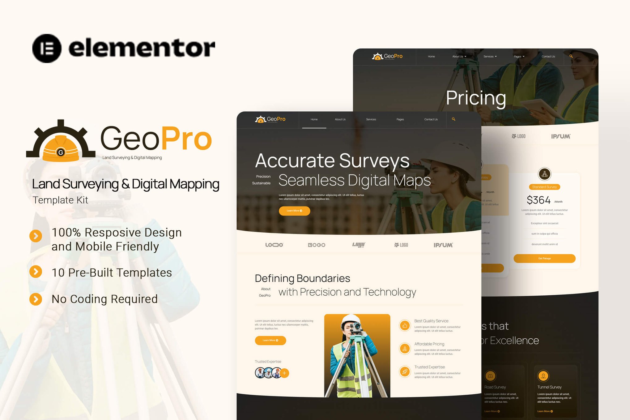 Geopro – Land Surveying & Digital Mapping Elementor Template Kit