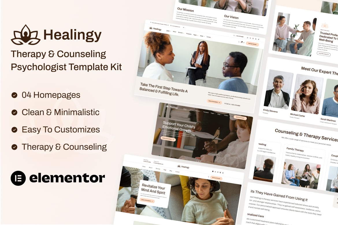 Healingy – Therapy & Counseling Psychologist Template Kit