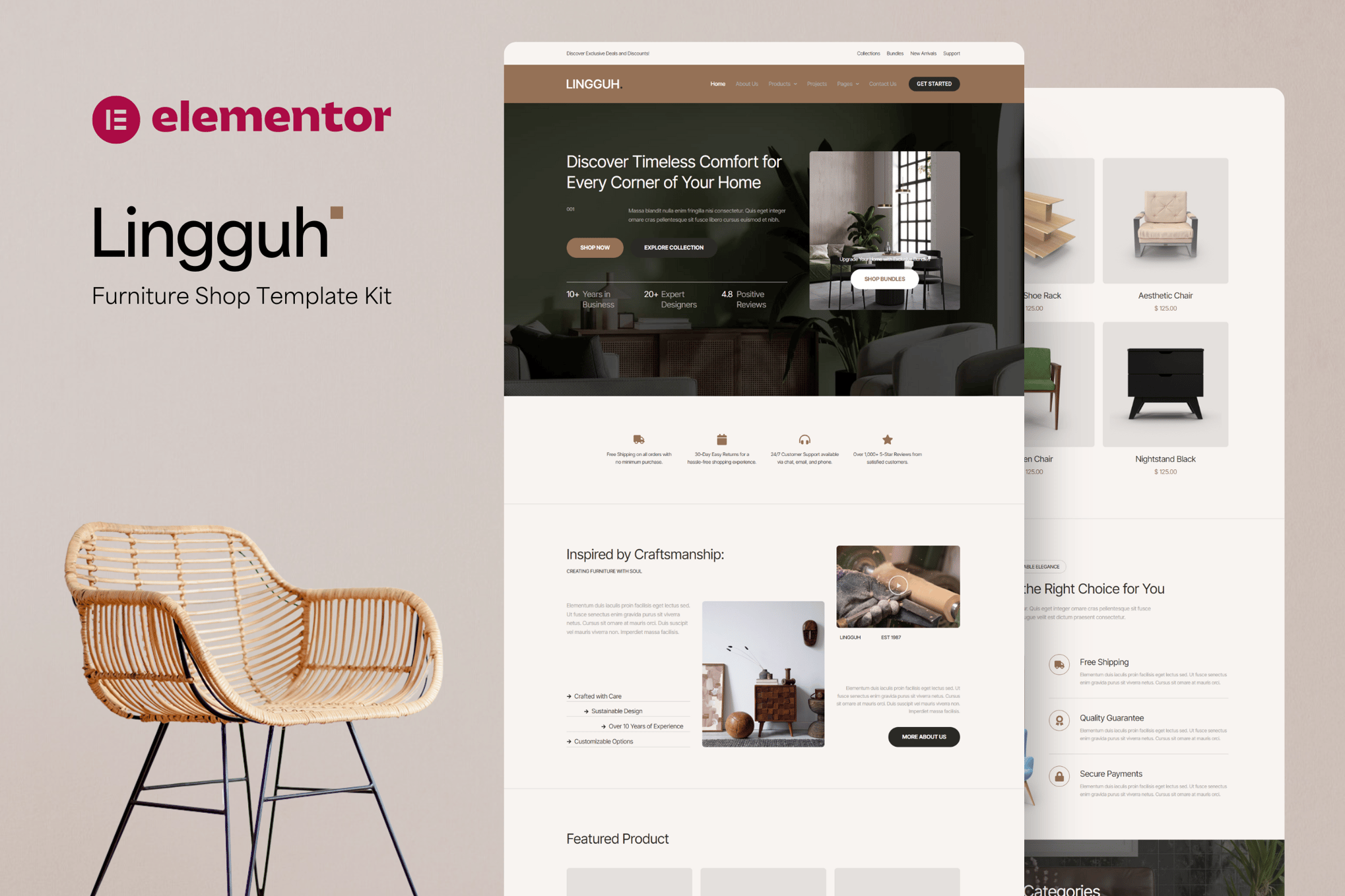 Lingguh – Furniture Ecommerce Elementor Template Kit