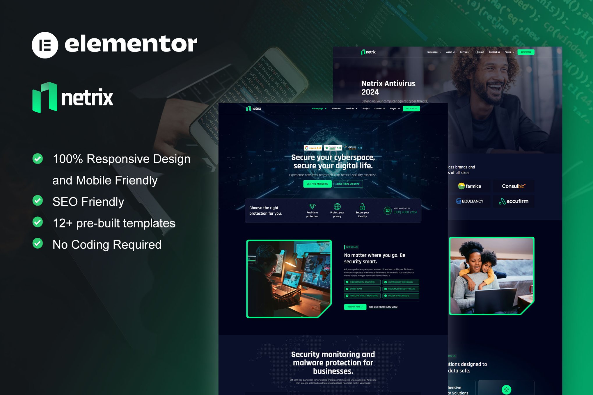 Netrix – Cyber Security Services Elementor Template Kit