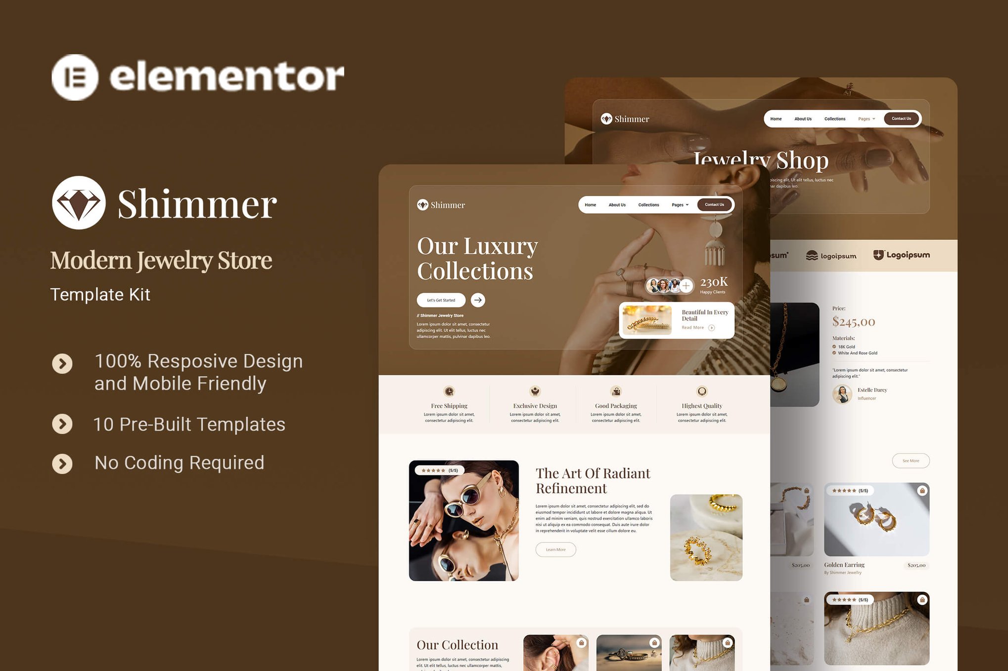 Shimmer – Modern Jewelry Store Elementor Template Kit