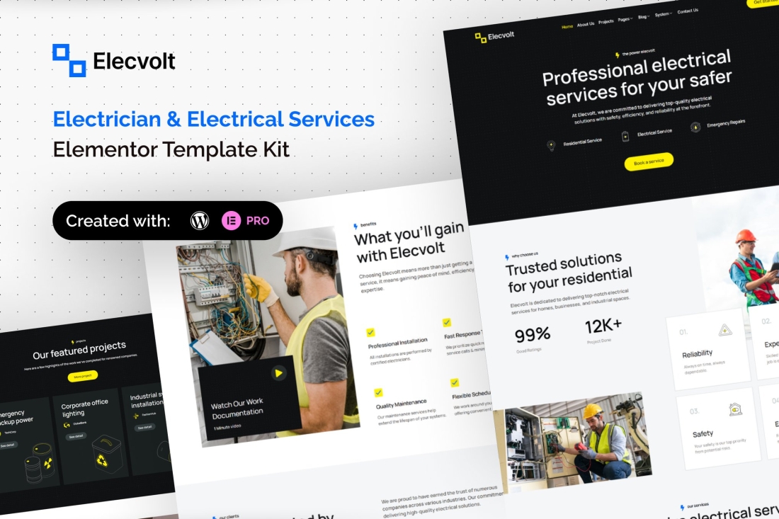 Elecvolt - Electrician & Electrical Services Elementor Template Kit