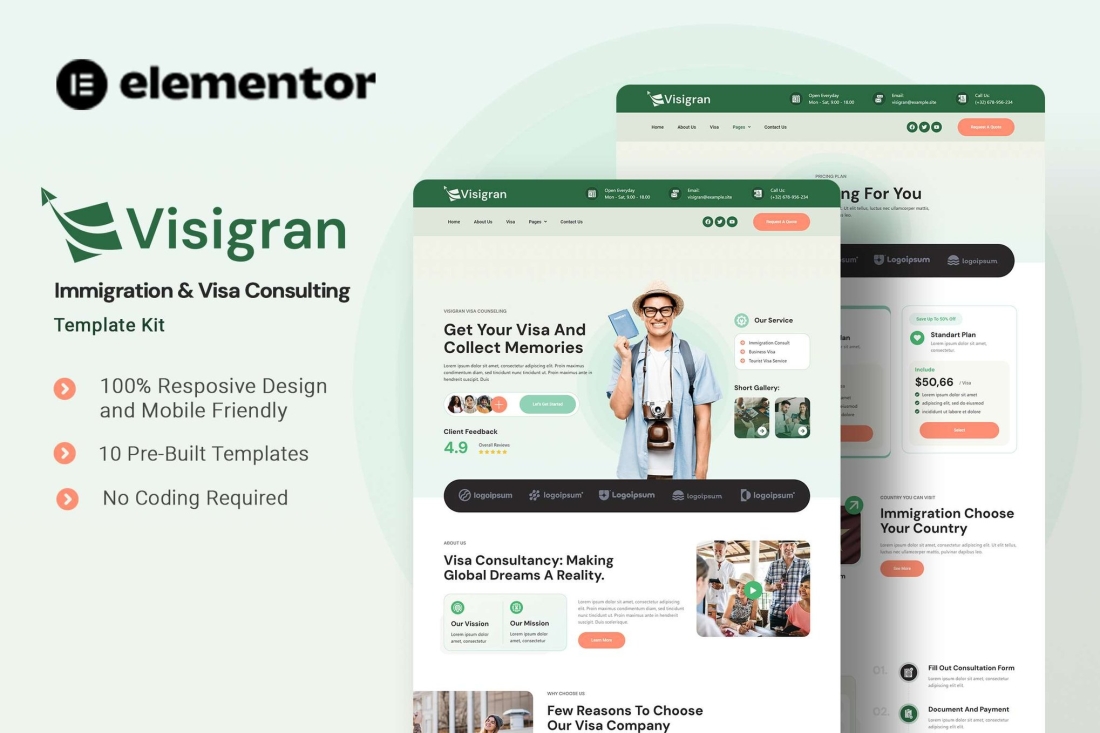 Visigran - Immigration & Visa Consulting Elementor Template Kit