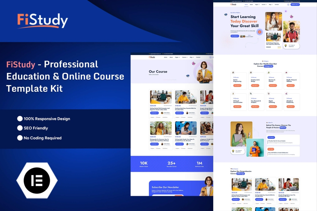 FiStudy - Professional Education & Online Course Elementor Pro Template Kit