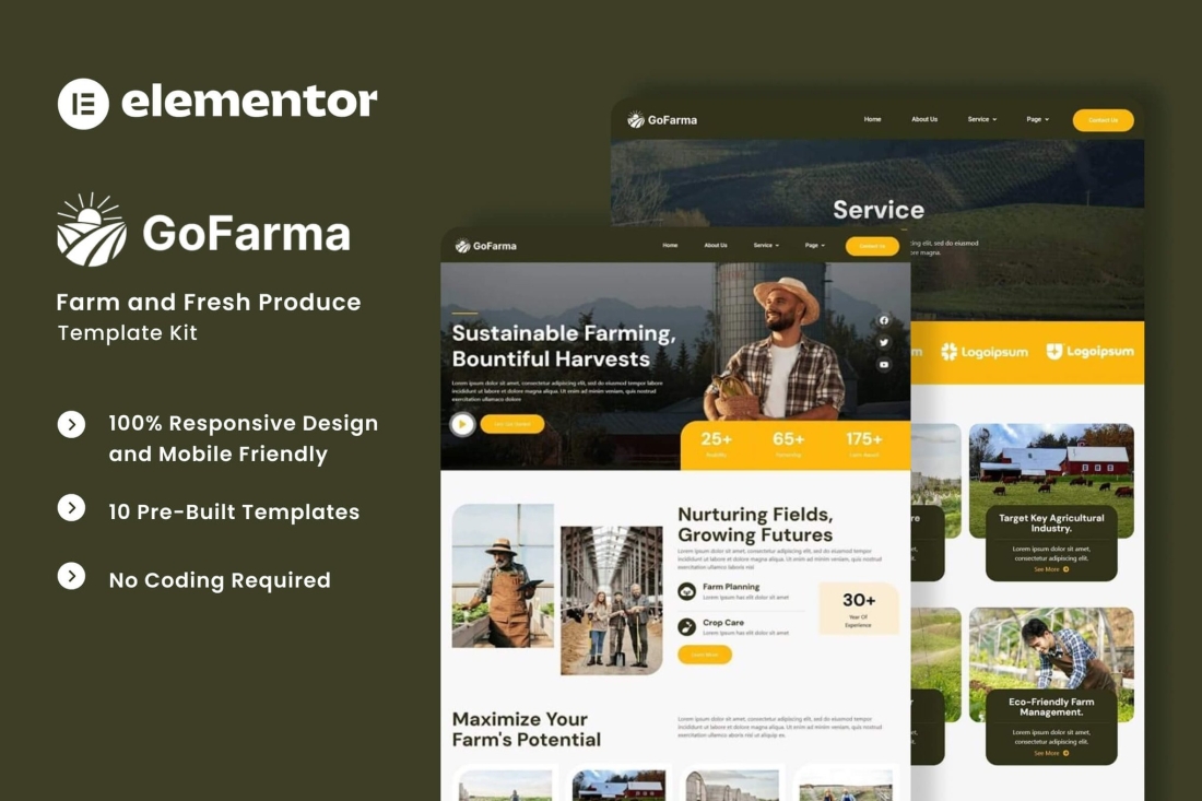 Gofarma - Farm & Fresh Produce Elementor Template Kit