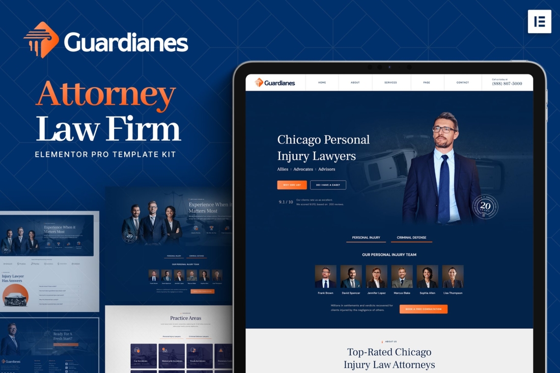 Guardianes - Attorney Law Firm Elementor Pro Template Kit