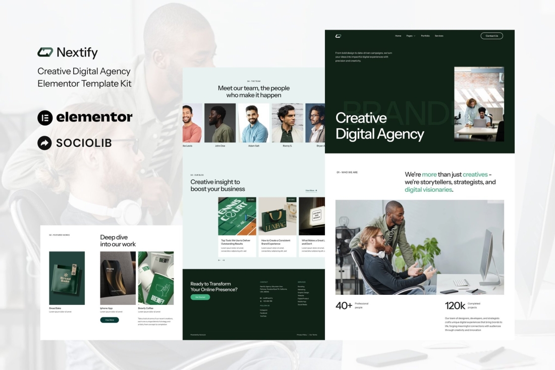 Nextify - Creative Digital Agency & Portfolio Elementor Template Kit