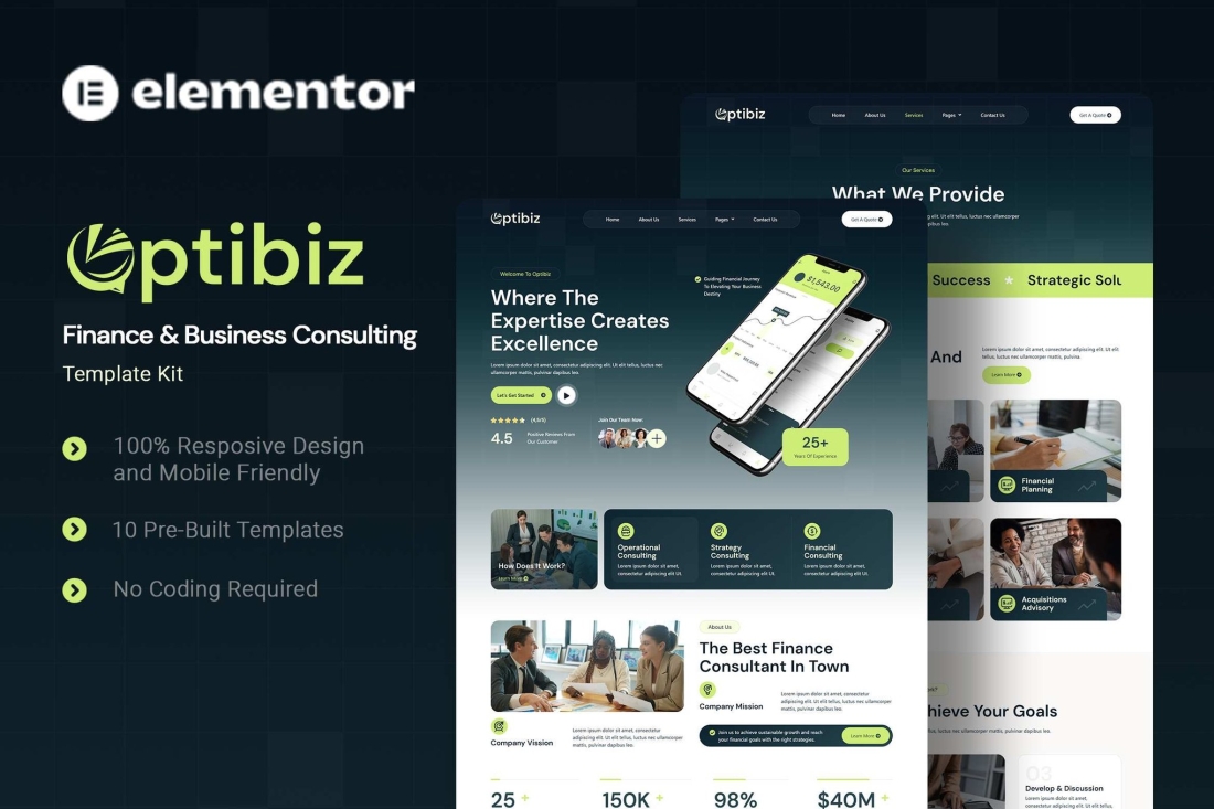 Optibiz - Finance & Business Consulting Elementor Template Kit