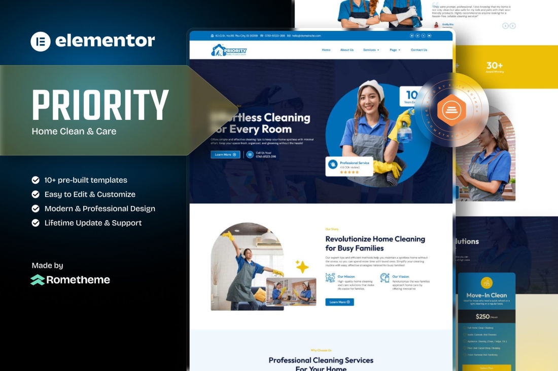 Priority - Home Clean and Care Elementor Template Kit