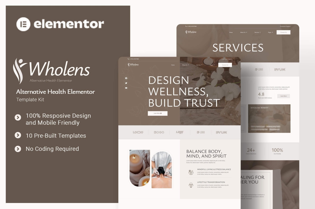 Wholens - Alternative Health Elementor Template Kit